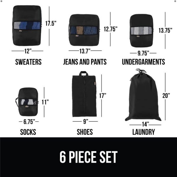 Gorilla Grip 6 Set Packing Cubes, Travel Essentials for Suitcases, Breathable Mesh Organizer Bags for Clothes, Toiletries, Shoes and Laundry, Luggage and Backpack Carry On Airplane Accessories, Black - Image 7