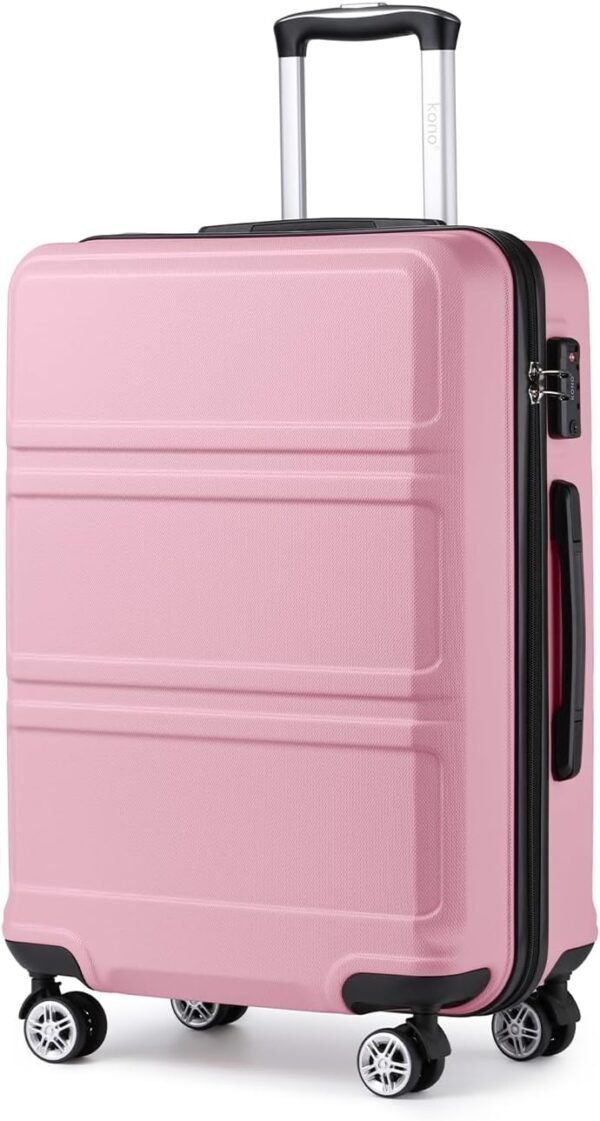 Kono 20'' Carry on Luggage Lightweight with Spinner Wheel TSA Lock Hardside Luggage Airline Approved Carry on Suitcase Pink - Image 2