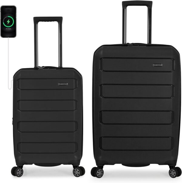Traveler's Choice Pagosa Indestructible Hardshell Expandable Spinner Luggage, Black, 2 Piece Set - Image 3