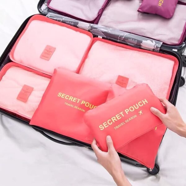 7 Set Packing Cubes Packing Organizers Travel Luggage Packing Organizers with Shoes Bag for Suitcase, Watermelon Red - Image 3