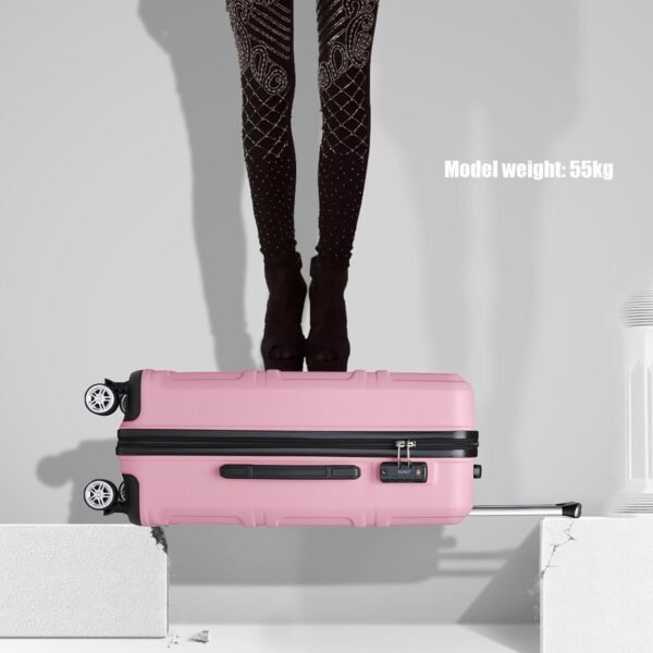 Kono 20'' Carry on Luggage Lightweight with Spinner Wheel TSA Lock Hardside Luggage Airline Approved Carry on Suitcase Pink - Image 9