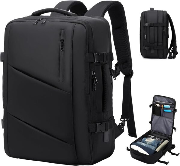 Carry on Travel Backpack for Men Women, Extra Large 40L Flight Approved Expandable Suitcase With USB/Type-C Charging Port, Victoriatourist Water Resistant Luggage Daypack Business Weekender Bag, Black - Image 2