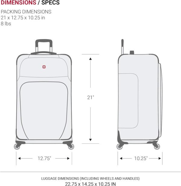SwissGear Sion Softside Expandable Luggage, Blue, Carry-On 21-Inch - Image 7