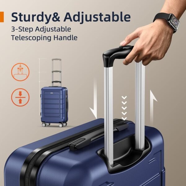 SHOWKOO Luggage Sets Expandable PC+ABS Durable Suitcase Double Wheels TSA Lock 3pcs Blue - Image 7