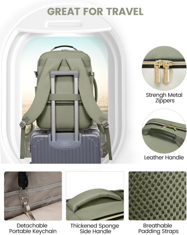 LOVEVOOK 40L Travel Backpack for Women & Men, Large Carry on Backpack for Airplanes with 3 Packing Cubes, TSA Personal Item Travel Bag fits 17" Laptop, Waterproof Travel Essentials Airline Approved - Image 8