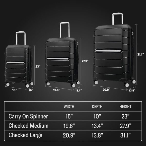 Samsonite Freeform Hardside Expandable Luggage with Spinners, Black, 2PC SET (Carry-on/Large) - Image 8