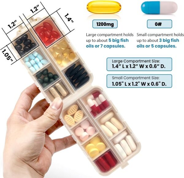 3 Pack, 14 GRIDS Travel Pill Organizer Box with Labels - Travel Medicine Case Kit - Pocket Daily Pharmacy Container - Travel Medication Holder Dispenser for Fish Oil Vitamin Supplement Storage - Image 3