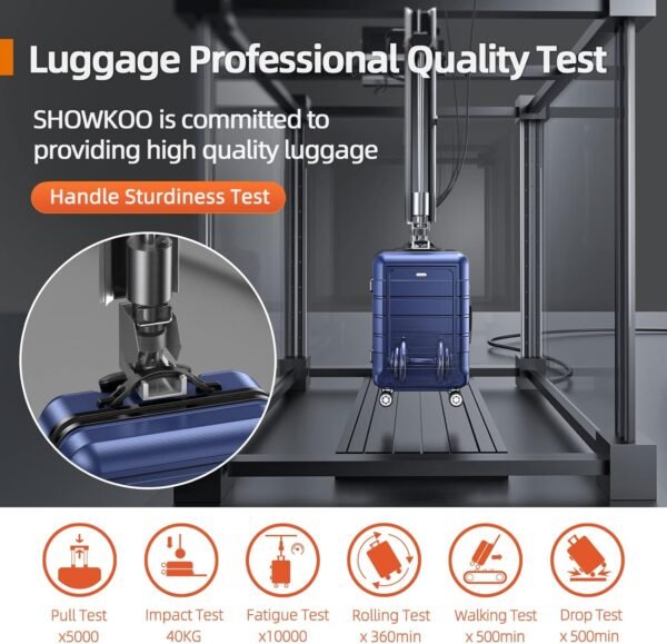 SHOWKOO Luggage Sets Expandable PC+ABS Durable Suitcase Double Wheels TSA Lock 3pcs Blue - Image 8