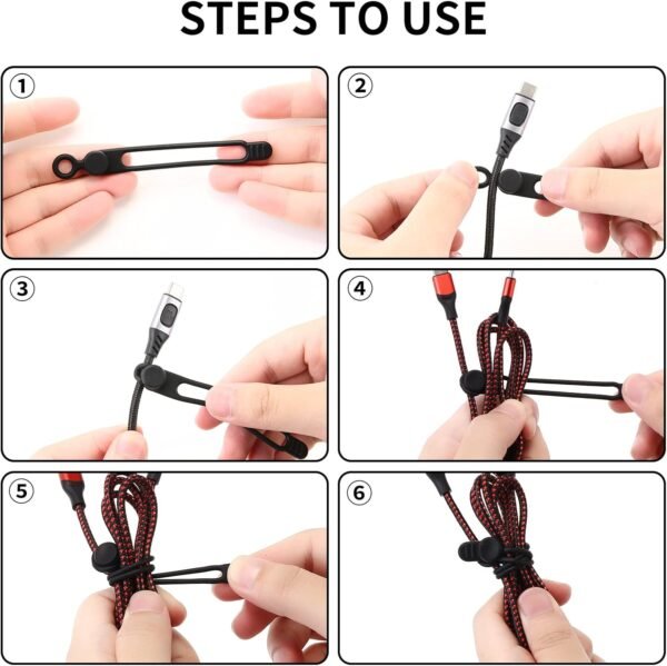 [20Park]UMUST Silicone Cable Ties,Reusable Cable Management Organizer, Multipurpose Elastic Cord Organizer for Bundling and Fastening Cable Cords Wires(black,white,pink,green) - Image 3