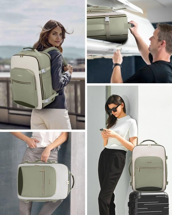 LOVEVOOK 40L Travel Backpack for Women & Men, Large Carry on Backpack for Airplanes with 3 Packing Cubes, TSA Personal Item Travel Bag fits 17" Laptop, Waterproof Travel Essentials Airline Approved - Image 7