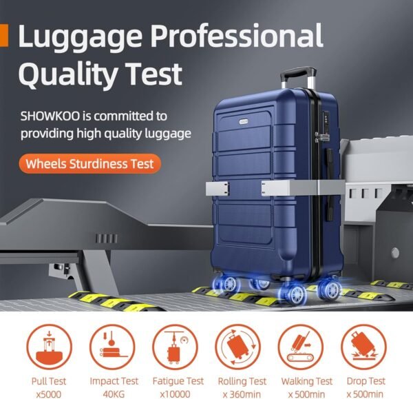 SHOWKOO Luggage Sets Expandable PC+ABS Durable Suitcase Double Wheels TSA Lock 3pcs Blue - Image 9