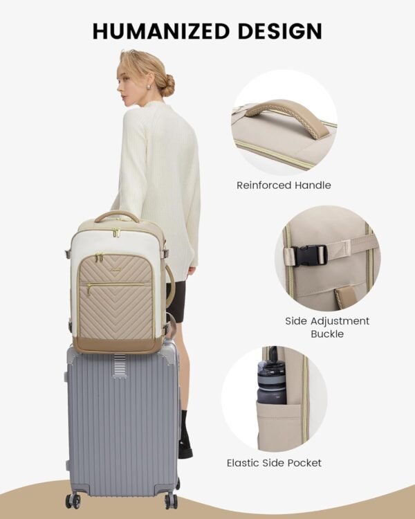 LOVEVOOK Large Travel Backpack for Women, TSA Carry on Backpack for Airplanes, 40L Personal Item Travel Bag for Women fits 17" Laptop,Waterproof Carry on Bag Airplane Approved with 3 Packing Cubes - Image 10