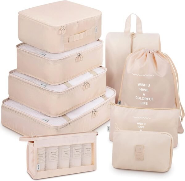 Mossio 9 Set Packing Cubes with Shoe Bag & Electronics Bag - Luggage Organizers Suitcase Travel Accessories - Image 2
