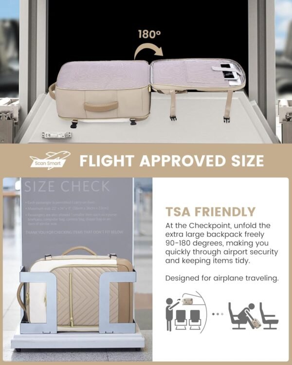 LOVEVOOK Large Travel Backpack for Women, TSA Carry on Backpack for Airplanes, 40L Personal Item Travel Bag for Women fits 17" Laptop,Waterproof Carry on Bag Airplane Approved with 3 Packing Cubes - Image 3