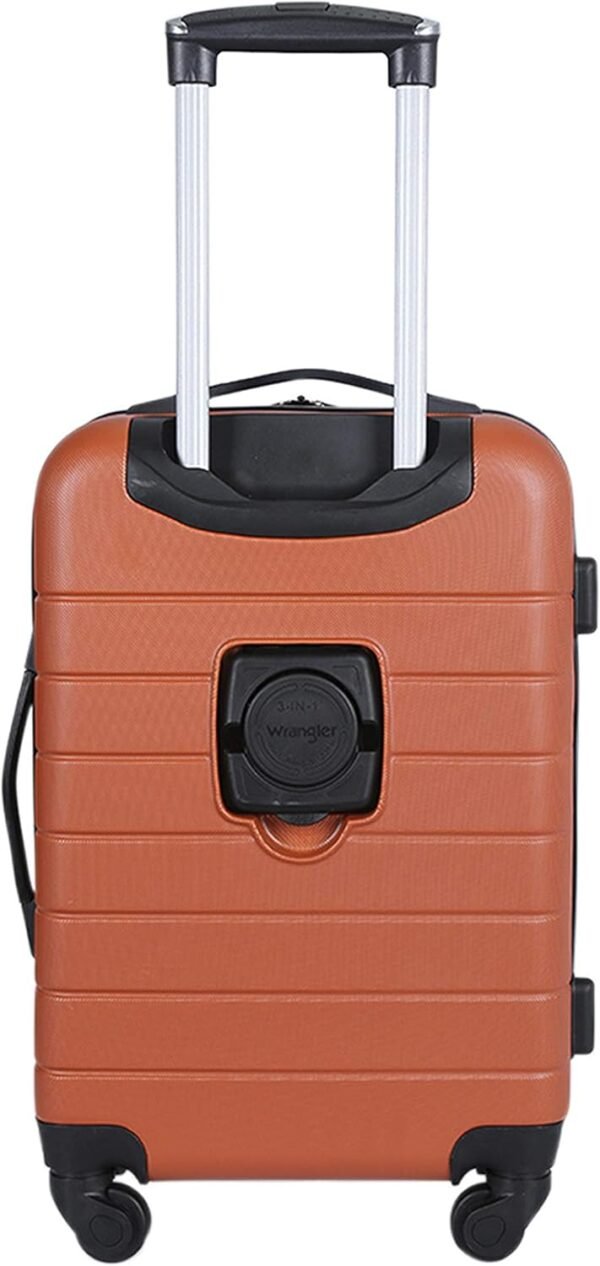Wrangler Smart Luggage Set with Cup Holder and USB Port, Burnt Orange, 20-Inch Carry-On - Image 5