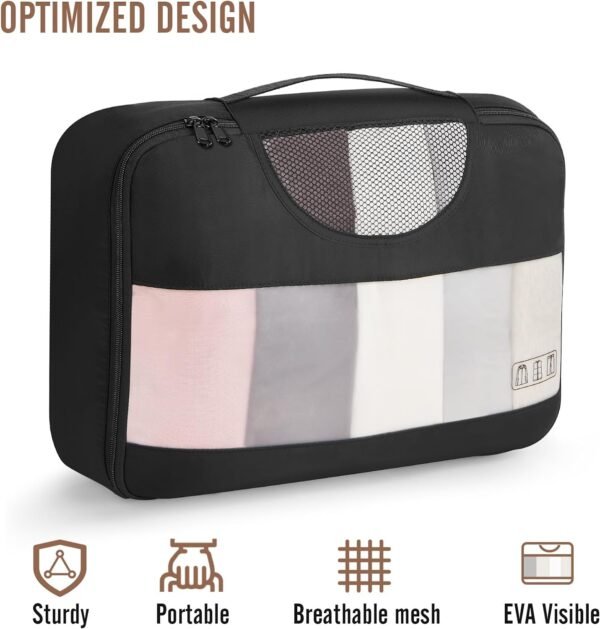 Veken 8 Set Packing Cubes for Suitcases, Travel Essentials for Carry on, Luggage Organizer Bags Set for Travel Accessories in 4 Sizes (Extra Large, Large, Medium, Small), Black - Image 9