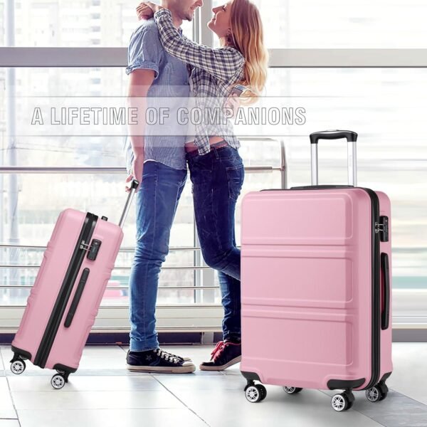 Kono 20'' Carry on Luggage Lightweight with Spinner Wheel TSA Lock Hardside Luggage Airline Approved Carry on Suitcase Pink - Image 7