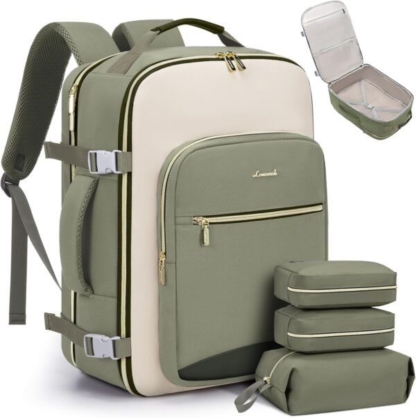 LOVEVOOK 40L Travel Backpack for Women & Men, Large Carry on Backpack for Airplanes with 3 Packing Cubes, TSA Personal Item Travel Bag fits 17" Laptop, Waterproof Travel Essentials Airline Approved - Image 2