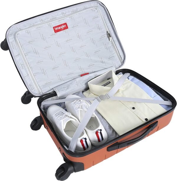 Wrangler Smart Luggage Set with Cup Holder and USB Port, Burnt Orange, 20-Inch Carry-On - Image 4