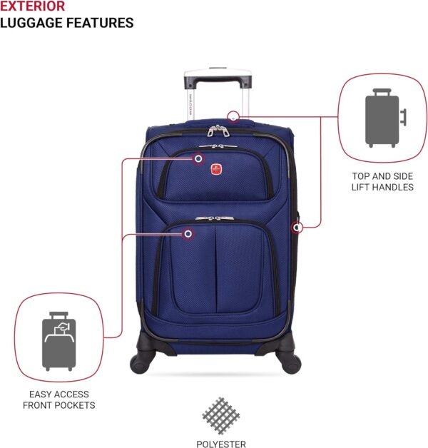 SwissGear Sion Softside Expandable Luggage, Blue, Carry-On 21-Inch - Image 4