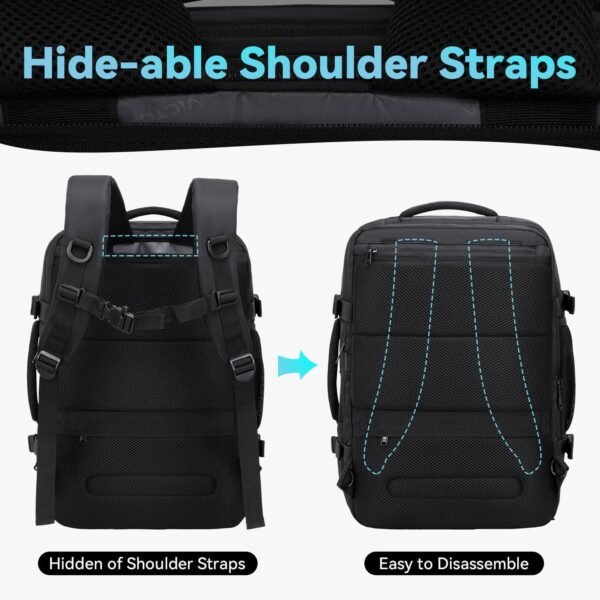 Carry on Travel Backpack for Men Women, Extra Large 40L Flight Approved Expandable Suitcase With USB/Type-C Charging Port, Victoriatourist Water Resistant Luggage Daypack Business Weekender Bag, Black - Image 5