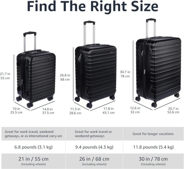 Amazon Basics Expandable Hardside Carry-On Luggage, Suitcase with Wheels, 21-Inch Spinner with Four Spinner Wheels and Scratch-Resistant Surface, Black - Image 6