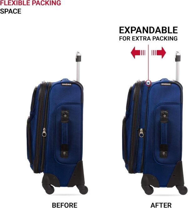 SwissGear Sion Softside Expandable Luggage, Blue, Carry-On 21-Inch - Image 6