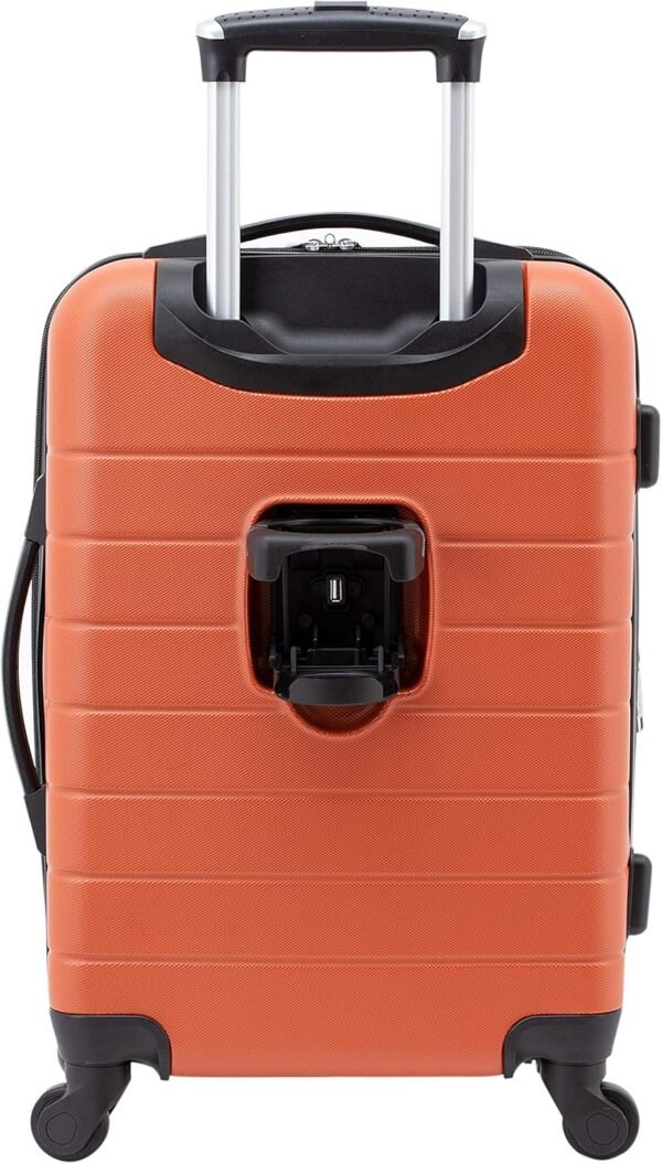 Wrangler Smart Luggage Set with Cup Holder and USB Port, Burnt Orange, 20-Inch Carry-On - Image 8