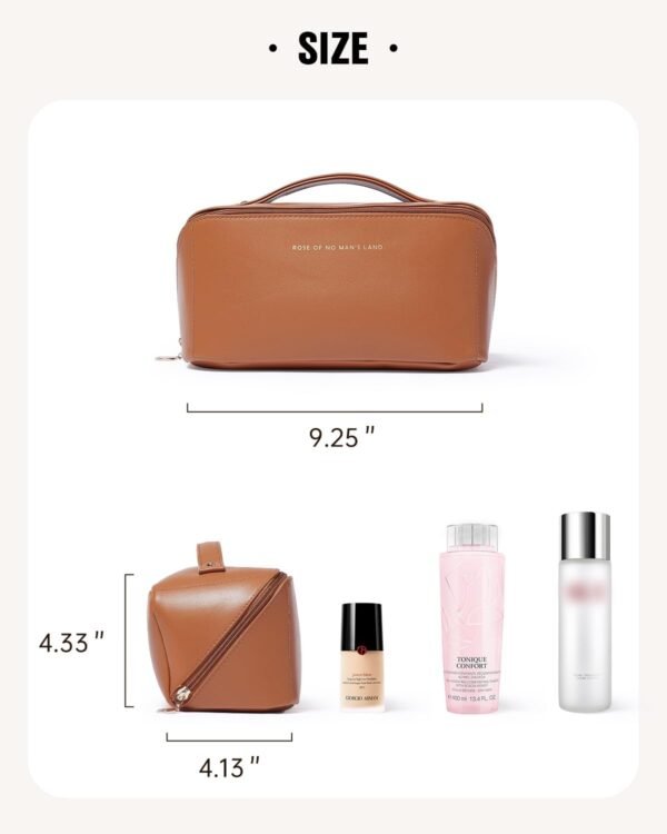 EACHY Travel Makeup Bag,Large Capacity Cosmetic Bags for Women,Waterproof Portable Pouch Open Flat Toiletry Bag Make up Organizer with Divider and Handle - Image 7