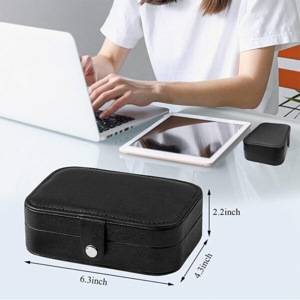 Travel Jewelry Box, PU Leather Small Jewelry Organizer for Women Girls, Portable Mini Travel Case Display Storage Holder Boxes for Stud Earrings, Rings, Necklaces, Bracelets. - Image 6