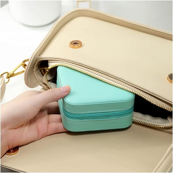 Mini Jewelry Travel Case,Small Travel Jewelry Organizer, Portable Jewelry Box Travel Mini Storage Organizer Portable Display Storage Box for Rings Earrings Necklaces (Blue) - Image 8
