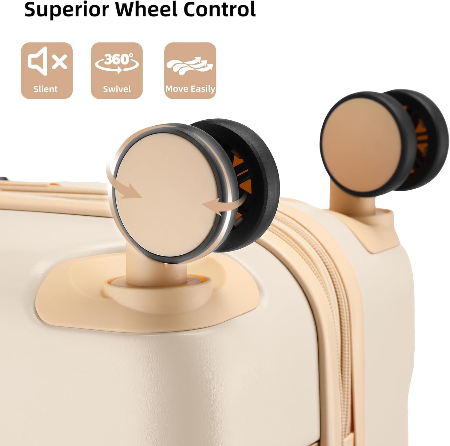 LARVENDER Luggage Sets 6 Piece, Expandable Luggage Hardshell Suitcase Sets with Spinner Wheels TSA Locks, Vintage Travel Luggage Set Clearance for Men and Women, Cream White - Image 7