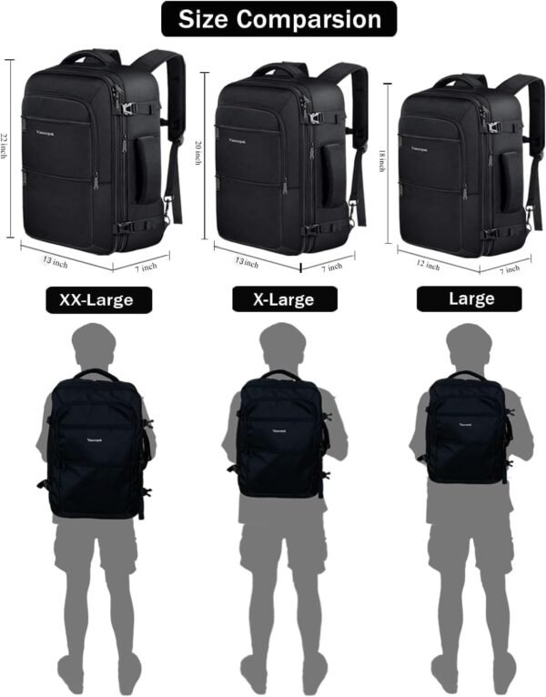 Vancropak Carry On Backpack, 40L Expandable Extra Large Travel Backpack, Flight Approved Water Resistant Luggage Suitcase Daypack, Lightweight Personal Business Weekender Bag for Men & Women, Black - Image 7