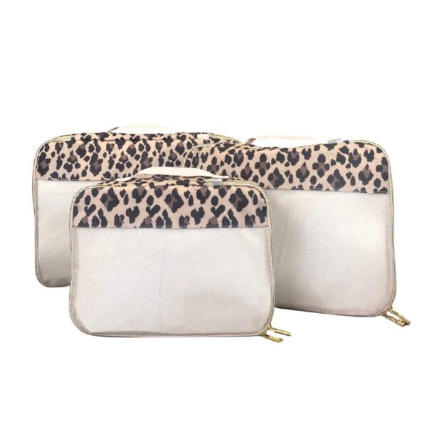 Itzy Ritzy Packing Cubes for Travel – Set of 3 Large Packing Cubes or Travel Organizers; Each Cube Features a Mesh Top, Double Zippers and a Fabric Handle; Large Sizes (Leopard) - Image 2