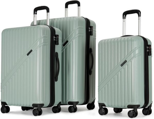 PRIMICIA GinzaTravel PC+ABS suitcase Spinner Wheels scratch-resistant Lightweight Spinner Expandable Suitcase, luggage sets,Universal wheel (Green, 3-Piece Set(20"/25"/29")) - Image 2