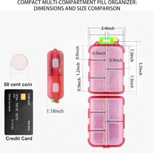 Pill Organizer with Medicine Labels Travel Daily Pill Container Mini Medication Organizer Storage Pill Organizer Pill Case 7 Day Pill Organizer(Pink, 161 Lables) - Image 6