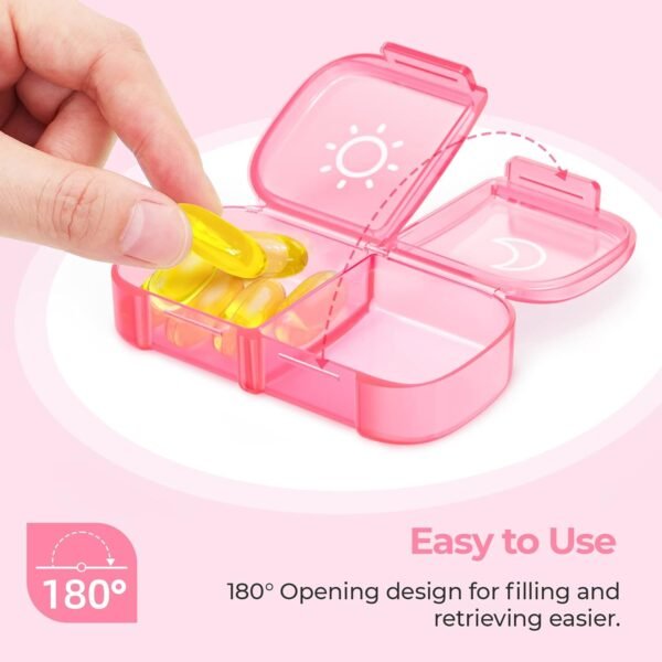 AUVON XL Weekly Pill Organizer 2 Times a Day, AM PM Pill Box 7 Day with One-Side Large Opening Design for Easy Filling, Portable Travel Pill Case for Medication, Vitamins, Fish Oils, Supplements - Image 3