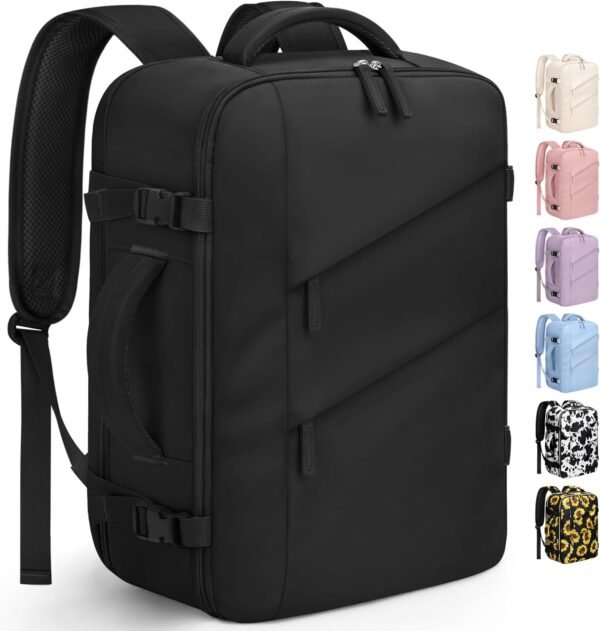 Capolo Travel Backpack for Women Men Waterproof Laptop Backpack Flight Approved Carry On Backpack Overnight Weekender Bag College Bookbag for Business, Work, Traveling Fits 15.6 '' Laptop,Black - Image 2