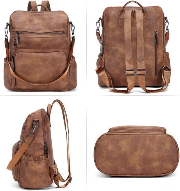 CLUCI Backpack Purse for Women Large Womens Backpack Leather Travel Backpack Fashion Backpack Purse Designer Ladies Shoulder Bags with Tassel Two-toned Brown - Image 7
