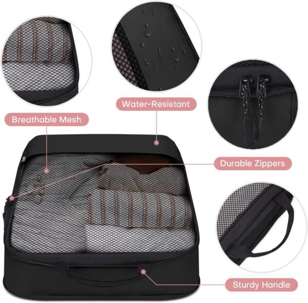 Compression Packing Cubes for Suitcases, 4 Pcs Set Packaging Bags Space Saving Travel Essentials, Compressible Expandable Luggage Organizer Bags Set for Carry On - Image 6
