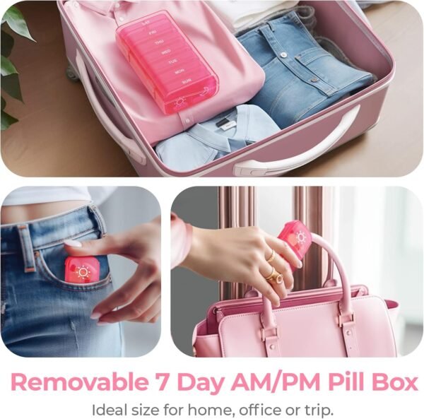 AUVON XL Weekly Pill Organizer 2 Times a Day, AM PM Pill Box 7 Day with One-Side Large Opening Design for Easy Filling, Portable Travel Pill Case for Medication, Vitamins, Fish Oils, Supplements - Image 7