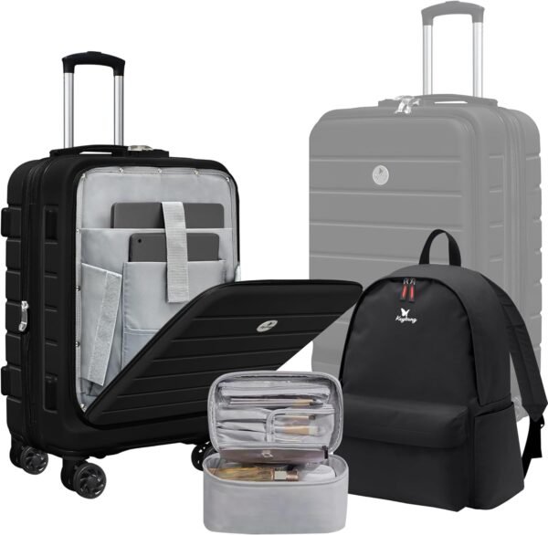 Classic Light Weight Hardside Expandable Spinner Wheels Luggage Suitcase W/TSA Lock, Black, Carry on-3 Pieces - Image 2