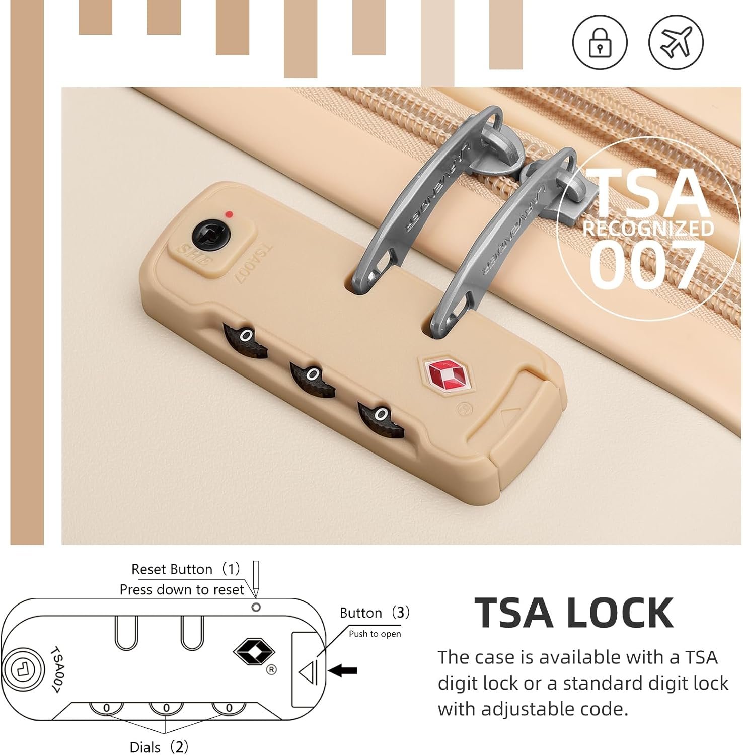 LARVENDER Luggage Sets 6 Piece, Expandable Luggage Hardshell Suitcase Sets with Spinner Wheels TSA Locks, Vintage Travel Luggage Set Clearance for Men and Women, Cream White - Image 4