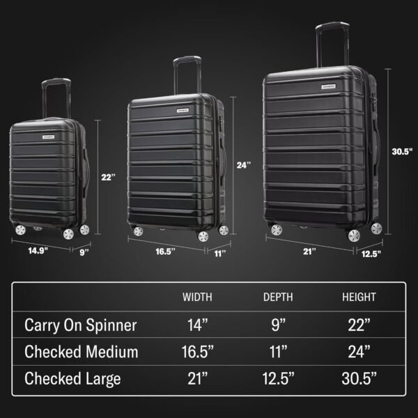 Samsonite Omni 2 Hardside Expandable Luggage with Duel Spinner Wheels, Midnight Black, 3-Piece Set (CO/MED/LG) - Image 10