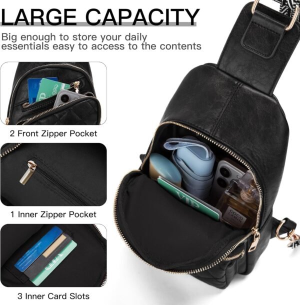 Crossbody Bags for Women Large Vegan Leather Sling Bag Cross Body Bag for Woman Casual Daypack Backpacks for Travel - Image 5