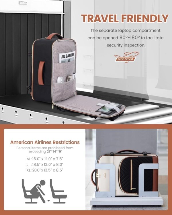 LOVEVOOK Travel Backpack for Women,40L Carry On Backpack for Airplanes,17.3 Inch Laptop Personal Item Travel Bag - Image 3