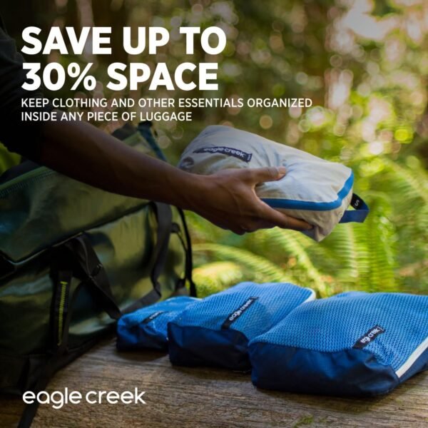 Eagle Creek Pack-It Reveal Packing Cubes Set XS/S/M - Durable, Ultra-Lightweight, Water-Resistant Ripstop Fabric Suitcase Organizers with Mesh Windows, Az Blue/Grey - Image 5