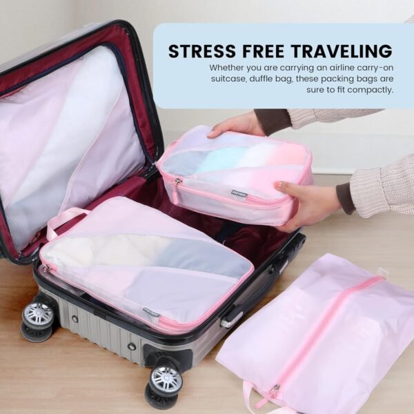 Compression Packing Cubes Set of 6, Travel Luggage Organizer for Suitcase, Packing Organizers for Travel Accessories, Breathable See Through Mesh, Durable, Lightweight, for Travel - Image 5