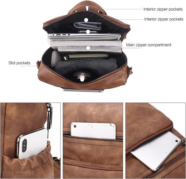 CLUCI Backpack Purse for Women Large Womens Backpack Leather Travel Backpack Fashion Backpack Purse Designer Ladies Shoulder Bags with Tassel Two-toned Brown - Image 5