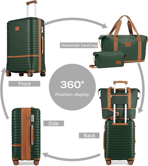 Joyway Luggage Set 3 Piece Suitcase Sets with Spinner Wheel,Lightweight Hardside Expandable Travel Laggage with TSA Lock (20/24/28 Green brown NEW - Image 10